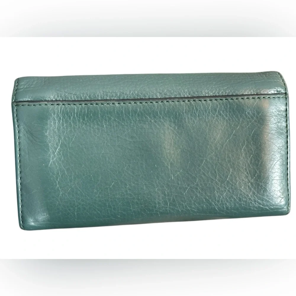MARC JACOBS Recruit Continental Tri-fold Green Leather Wallet